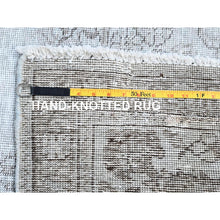 Load image into Gallery viewer, 6&#39;3&quot;x9&#39;6&quot; Ivory, Worn Wool Hand Knotted, Old Persian Kerman Cropped Thin Distressed Look, Oriental Rug FWR491658