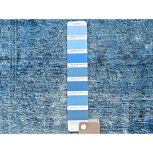 Load image into Gallery viewer, 7&#39;5&quot;x11&#39; Hawaiian Surf Blue, Excellent Condition, Cropped Thin And Sheared Low, Hand Knotted Sides And Ends Secured, Professionally Cleaned, Evenly Worn Vibrant Wool, Overdyed Old Persian Tabriz, Oriental Rug FWR516612