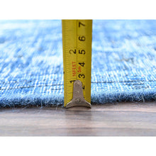 Load image into Gallery viewer, 7&#39;5&quot;x11&#39; Hawaiian Surf Blue, Excellent Condition, Cropped Thin And Sheared Low, Hand Knotted Sides And Ends Secured, Professionally Cleaned, Evenly Worn Vibrant Wool, Overdyed Old Persian Tabriz, Oriental Rug FWR516612