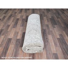 Load image into Gallery viewer, 7&#39;8&quot;x10&#39;4&quot; Silos White, Evenly Worn Natural Wool, Semi Antique Persian White Wash Tabriz With Touches Of Blue, Sides And Ends Professionally Secured And Cleaned, Sheared Low, Oriental Excellent Condition Rug FWR516630