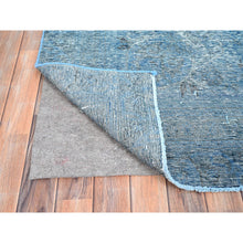 Load image into Gallery viewer, 8&#39;1&quot;x11&#39;2&quot; Gibraltar Sea Blue, Cropped Thin Overdyed Vintage Persian Tabriz, Even Wear, Sides and Ends Professionally Secured, Cleaned, Sheared Low, Hand Knotted Good Condition 100% Wool Oriental Rug FWR516648