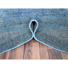 Load image into Gallery viewer, 8&#39;1&quot;x11&#39;2&quot; Gibraltar Sea Blue, Cropped Thin Overdyed Vintage Persian Tabriz, Even Wear, Sides and Ends Professionally Secured, Cleaned, Sheared Low, Hand Knotted Good Condition 100% Wool Oriental Rug FWR516648