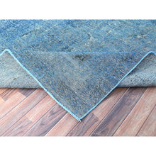 Load image into Gallery viewer, 8&#39;1&quot;x11&#39;2&quot; Gibraltar Sea Blue, Cropped Thin Overdyed Vintage Persian Tabriz, Even Wear, Sides and Ends Professionally Secured, Cleaned, Sheared Low, Hand Knotted Good Condition 100% Wool Oriental Rug FWR516648