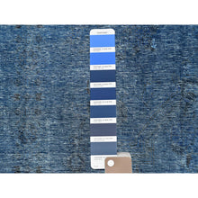 Load image into Gallery viewer, 8&#39;1&quot;x11&#39;2&quot; Gibraltar Sea Blue, Cropped Thin Overdyed Vintage Persian Tabriz, Even Wear, Sides and Ends Professionally Secured, Cleaned, Sheared Low, Hand Knotted Good Condition 100% Wool Oriental Rug FWR516648