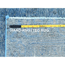 Load image into Gallery viewer, 8&#39;1&quot;x11&#39;2&quot; Gibraltar Sea Blue, Cropped Thin Overdyed Vintage Persian Tabriz, Even Wear, Sides and Ends Professionally Secured, Cleaned, Sheared Low, Hand Knotted Good Condition 100% Wool Oriental Rug FWR516648