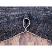 Load image into Gallery viewer, 6&#39;5&quot;x10&#39;3&quot; Peacoat Blue And Charcoal Black, Overdyed, Semi Antique Tabriz, Pure Wool Sheared Low, Worn And Distressed, Professional Cleaner, Tone On Tone, Hand Knotted, Excellent Condition Oriental Rug FWR516660