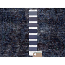 Load image into Gallery viewer, 6&#39;5&quot;x10&#39;3&quot; Peacoat Blue And Charcoal Black, Overdyed, Semi Antique Tabriz, Pure Wool Sheared Low, Worn And Distressed, Professional Cleaner, Tone On Tone, Hand Knotted, Excellent Condition Oriental Rug FWR516660
