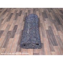 Load image into Gallery viewer, 6&#39;5&quot;x10&#39;3&quot; Peacoat Blue And Charcoal Black, Overdyed, Semi Antique Tabriz, Pure Wool Sheared Low, Worn And Distressed, Professional Cleaner, Tone On Tone, Hand Knotted, Excellent Condition Oriental Rug FWR516660