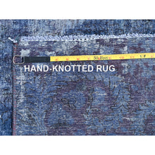 Load image into Gallery viewer, 8&#39;3&quot;x10&#39;9&quot; Nightshadow Blue, Overdyed, Vintage Persian Kerman, Extra Soft Wool, Worn And Distressed, Tone On Tone, Shaved Down, Hand Knotted, Cleaned With Sides And Edges Professionally Secured Oriental Rug FWR516672