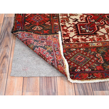 Load image into Gallery viewer, 7&#39;10&quot;x11&#39;10&quot; Bills Red And Pitch Black, Semi Antique Vintage Heriz Persian With Geometric Flower Design, Sides And Ends Professionally Secured Cleaned Hand Knotted Organic Wool Oriental Rug FWR516720