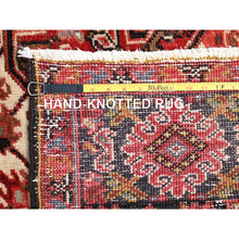 Load image into Gallery viewer, 7&#39;10&quot;x11&#39;10&quot; Bills Red And Pitch Black, Semi Antique Vintage Heriz Persian With Geometric Flower Design, Sides And Ends Professionally Secured Cleaned Hand Knotted Organic Wool Oriental Rug FWR516720