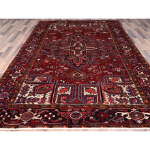 Load image into Gallery viewer, 7&#39;1&quot;x10&#39;4&quot; Capsicum Red, Vintage Persian Heriz, Sides And Ends Professionally Secured, Cleaned, Extra Soft Wool, Hand Knotted, Oriental Rustic Feel Rug FWR516744