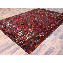Load image into Gallery viewer, 7&#39;1&quot;x10&#39;4&quot; Capsicum Red, Vintage Persian Heriz, Sides And Ends Professionally Secured, Cleaned, Extra Soft Wool, Hand Knotted, Oriental Rustic Feel Rug FWR516744