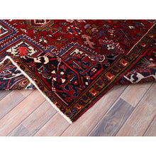 Load image into Gallery viewer, 7&#39;1&quot;x10&#39;4&quot; Capsicum Red, Vintage Persian Heriz, Sides And Ends Professionally Secured, Cleaned, Extra Soft Wool, Hand Knotted, Oriental Rustic Feel Rug FWR516744