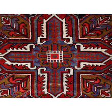 Load image into Gallery viewer, 7&#39;1&quot;x10&#39;4&quot; Capsicum Red, Vintage Persian Heriz, Sides And Ends Professionally Secured, Cleaned, Extra Soft Wool, Hand Knotted, Oriental Rustic Feel Rug FWR516744