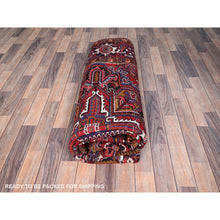 Load image into Gallery viewer, 7&#39;1&quot;x10&#39;4&quot; Capsicum Red, Vintage Persian Heriz, Sides And Ends Professionally Secured, Cleaned, Extra Soft Wool, Hand Knotted, Oriental Rustic Feel Rug FWR516744