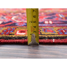 Load image into Gallery viewer, 7&#39;1&quot;x10&#39;4&quot; Capsicum Red, Vintage Persian Heriz, Sides And Ends Professionally Secured, Cleaned, Extra Soft Wool, Hand Knotted, Oriental Rustic Feel Rug FWR516744