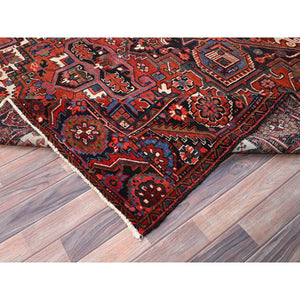 7'9"x11'3" Venetian Red, Semi Antique Persian Heriz, Good Condition, Pure Wool, Hand Knotted, Sides And Ends Professionally Secured, Cleaned, Oriental Rug FWR516846