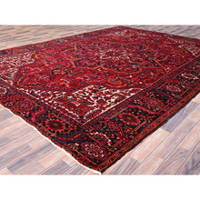 Load image into Gallery viewer, 9&#39;7&quot;x12&#39;6&quot; Dutch Tulip Red, Semi Antique Hand Knotted With Porcelain White Corners Persian Heriz, Shiny Wool Excellent Condition, Oriental Rug FWR516858