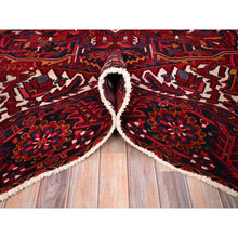 Load image into Gallery viewer, 9&#39;7&quot;x12&#39;6&quot; Dutch Tulip Red, Semi Antique Hand Knotted With Porcelain White Corners Persian Heriz, Shiny Wool Excellent Condition, Oriental Rug FWR516858