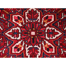 Load image into Gallery viewer, 9&#39;7&quot;x12&#39;6&quot; Dutch Tulip Red, Semi Antique Hand Knotted With Porcelain White Corners Persian Heriz, Shiny Wool Excellent Condition, Oriental Rug FWR516858