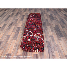 Load image into Gallery viewer, 9&#39;7&quot;x12&#39;6&quot; Dutch Tulip Red, Semi Antique Hand Knotted With Porcelain White Corners Persian Heriz, Shiny Wool Excellent Condition, Oriental Rug FWR516858