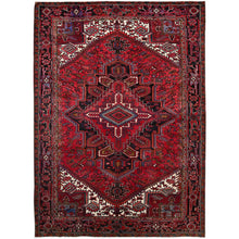 Load image into Gallery viewer, 8&#39;x11&#39; Rufous Red, Semi Antique Persian Hand knotted With Central Geometric Medallion Heriz Design, Cleaned Sides and Ends Professionally Secured, Mint Condition Pure Wool Oriental Rug FWR516894