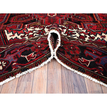 Load image into Gallery viewer, 8&#39;x11&#39; Rufous Red, Semi Antique Persian Hand Knotted With Central Geometric Medallion Heriz Design, Cleaned Sides And Ends Professionally Secured, Mint Condition Pure Wool Oriental Rug FWR516894