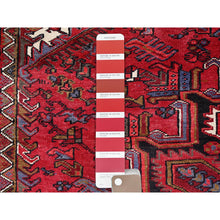 Load image into Gallery viewer, 8&#39;x11&#39; Rufous Red, Semi Antique Persian Hand Knotted With Central Geometric Medallion Heriz Design, Cleaned Sides And Ends Professionally Secured, Mint Condition Pure Wool Oriental Rug FWR516894