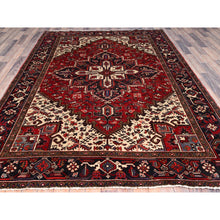 Load image into Gallery viewer, 6&#39;8&quot;x9&#39;5&quot; Harvest Apple Red, Abrash, Lustrous Wool Hand Knotted, Vintage Persian Heriz, Good Condition, Sides And Ends Professionally Secured, Cleaned, Oriental Rug FWR516918