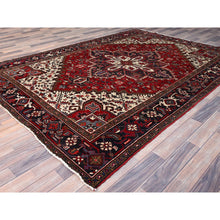 Load image into Gallery viewer, 6&#39;8&quot;x9&#39;5&quot; Harvest Apple Red, Abrash, Lustrous Wool Hand Knotted, Vintage Persian Heriz, Good Condition, Sides And Ends Professionally Secured, Cleaned, Oriental Rug FWR516918