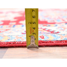 Load image into Gallery viewer, 2&#39;1&quot;x5&#39;6&quot; Geranium Red And Oyster White, Kazak With Geometric Medallion Motifs, Natural Dyes, Dense Weave, 100% Wool, Hand Knotted, Oriental Rug FWR517008