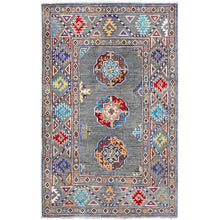 Load image into Gallery viewer, 2&#39;9&quot;x4&#39;4&quot; Quiet Shade Gray, Organic Wool, Afghan Ersari with Elephant Feet Design, Vegetable Dyes, Hand Knotted, Smaller Size Oriental Rug FWR517020