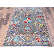 Load image into Gallery viewer, 2&#39;9&quot;x4&#39;4&quot; Quiet Shade Gray, Organic Wool, Afghan Ersari with Elephant Feet Design, Vegetable Dyes, Hand Knotted, Smaller Size Oriental Rug FWR517020