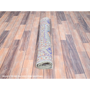 2'9"x4'4" Quiet Shade Gray, Organic Wool, Afghan Ersari with Elephant Feet Design, Vegetable Dyes, Hand Knotted, Smaller Size Oriental Rug FWR517020