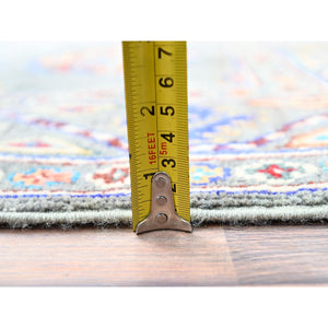 2'9"x4'4" Quiet Shade Gray, Organic Wool, Afghan Ersari with Elephant Feet Design, Vegetable Dyes, Hand Knotted, Smaller Size Oriental Rug FWR517020