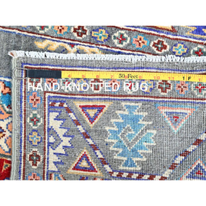 2'9"x4'4" Quiet Shade Gray, Organic Wool, Afghan Ersari with Elephant Feet Design, Vegetable Dyes, Hand Knotted, Smaller Size Oriental Rug FWR517020