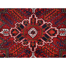 Load image into Gallery viewer, 7&#39;1&quot;x9&#39;6&quot; Lusty Red With Brewers Blue, Cleaned And Secured Sides And Ends, Vivid And Shiny Wool, Great Condition Hand Knotted Vintage Persian Heriz Oriental Rug FWR517044