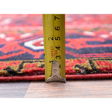 Load image into Gallery viewer, 7&#39;1&quot;x9&#39;6&quot; Lusty Red With Brewers Blue, Cleaned And Secured Sides And Ends, Vivid And Shiny Wool, Great Condition Hand Knotted Vintage Persian Heriz Oriental Rug FWR517044