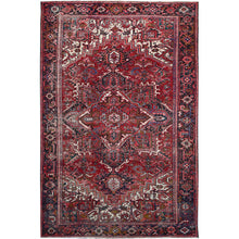 Load image into Gallery viewer, 7&#39;6&quot;x11&#39;6&quot; Savvy Red, Good Condition, Lustrous Wool, Jewel Tone Color Geometric Medallion Design Semi Antique Persian Heriz Abrash Oriental Rug FWR517068