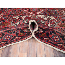 Load image into Gallery viewer, 7&#39;6&quot;x11&#39;6&quot; Savvy Red, Good Condition, Lustrous Wool, Jewel Tone Color Geometric Medallion Design Semi Antique Persian Heriz Abrash Oriental Rug FWR517068
