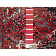 Load image into Gallery viewer, 7&#39;6&quot;x11&#39;6&quot; Savvy Red, Good Condition, Lustrous Wool, Jewel Tone Color Geometric Medallion Design Semi Antique Persian Heriz Abrash Oriental Rug FWR517068