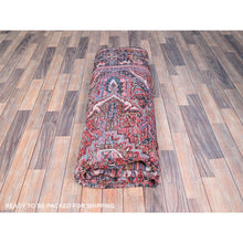 Load image into Gallery viewer, 7&#39;6&quot;x11&#39;6&quot; Savvy Red, Good Condition, Lustrous Wool, Jewel Tone Color Geometric Medallion Design Semi Antique Persian Heriz Abrash Oriental Rug FWR517068