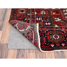 Load image into Gallery viewer, 7&#39;9&quot;x10&#39;8&quot; Lava Falls Red, Old Heriz Persian Design With Large Central Stepped Medallion, Clean, Soft, Full and Thick Pile, Sides and Ends Professionally Secured, Soft Wool, Hand Knotted Rustic Feel Oriental Rug FWR517074