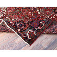 Load image into Gallery viewer, 7&#39;9&quot;x10&#39;8&quot; Lava Falls Red, Old Heriz Persian Design With Large Central Stepped Medallion, Clean, Soft, Full And Thick Pile, Sides And Ends Professionally Secured, Soft Wool, Hand Knotted Rustic Feel Oriental Rug FWR517074