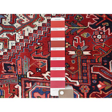 Load image into Gallery viewer, 7&#39;9&quot;x10&#39;8&quot; Lava Falls Red, Old Heriz Persian Design With Large Central Stepped Medallion, Clean, Soft, Full and Thick Pile, Sides and Ends Professionally Secured, Soft Wool, Hand Knotted Rustic Feel Oriental Rug FWR517074