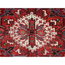 Load image into Gallery viewer, 7&#39;9&quot;x10&#39;8&quot; Lava Falls Red, Old Heriz Persian Design With Large Central Stepped Medallion, Clean, Soft, Full and Thick Pile, Sides and Ends Professionally Secured, Soft Wool, Hand Knotted Rustic Feel Oriental Rug FWR517074
