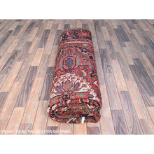 Load image into Gallery viewer, 7&#39;9&quot;x10&#39;8&quot; Lava Falls Red, Old Heriz Persian Design With Large Central Stepped Medallion, Clean, Soft, Full And Thick Pile, Sides And Ends Professionally Secured, Soft Wool, Hand Knotted Rustic Feel Oriental Rug FWR517074