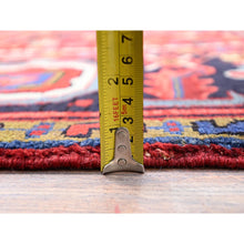 Load image into Gallery viewer, 7&#39;9&quot;x10&#39;8&quot; Lava Falls Red, Old Heriz Persian Design With Large Central Stepped Medallion, Clean, Soft, Full and Thick Pile, Sides and Ends Professionally Secured, Soft Wool, Hand Knotted Rustic Feel Oriental Rug FWR517074