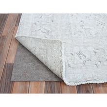 Load image into Gallery viewer, 9&#39;4&quot;x12&#39;1&quot; Intense White, Vintage Persian Tabriz, Seared Low, Cropped Thin, Great Condition, Sides and Ends Professionally Secured, Cleaned, Hand Knotted Evenly Worn 100% Wool, Oriental Rug FWR517152
